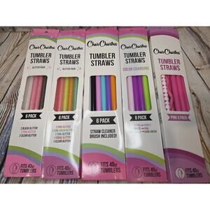 ONE 6 Pack Box Of Tumbler Straws Char Charms Random Pick Fits 40oz Tumblers